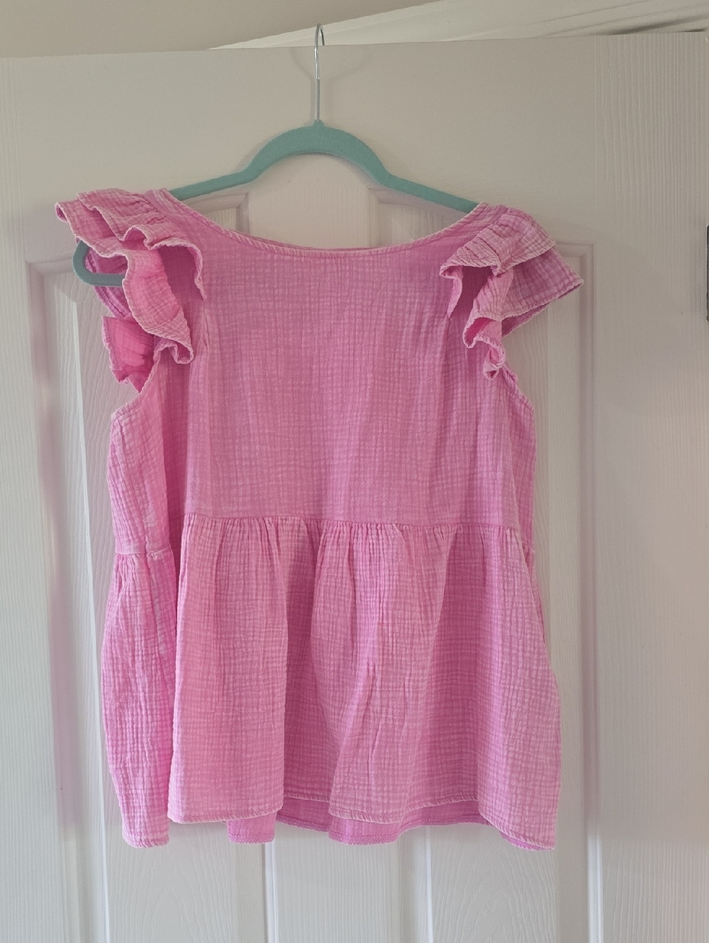 Zenana Outfitters Pink Ruffle-Sleeve Peplum Blouse